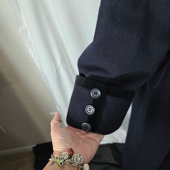 Hervé Benard 22W navy blue Wool Long Coat Women Plus Classic Winter Overcoat VTG - Picture 6 of 9